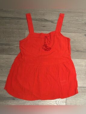 Banana Republic Red-Orange Sleeveless Tassel Tank